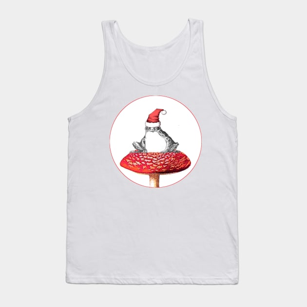 Christmas Frog on Mushroom Tank Top by Green Grackle